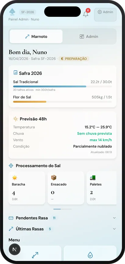 SalOS mobile app — Centro de Comando dashboard