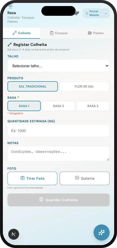 Harvest tracking on the SalOS mobile app